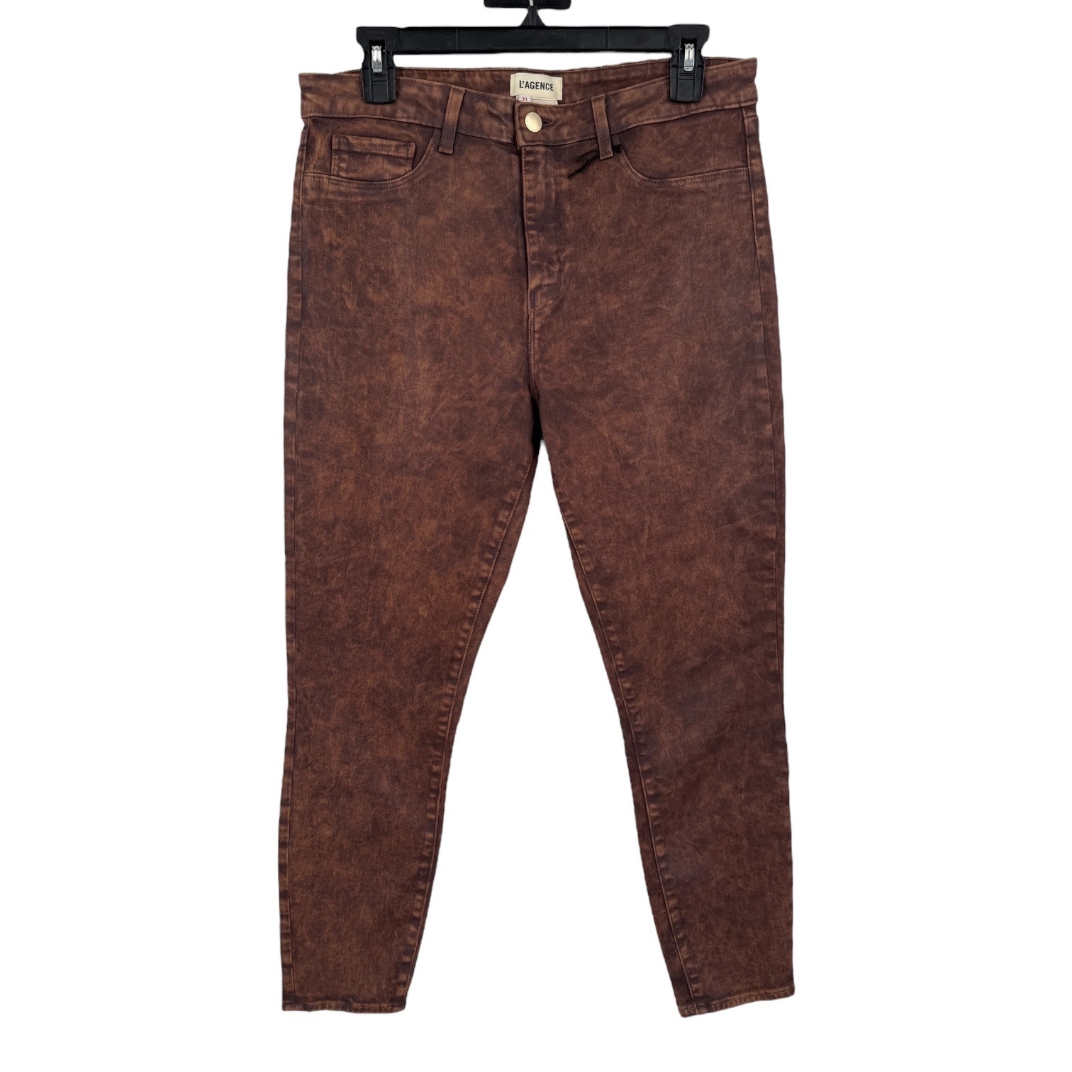 L'agence Pants Dark Brown Margot High Rise Skinny Brown Coated Size 31